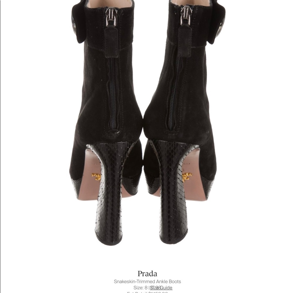 Suede and snakeskin Prada booties!AUTHENTIC SIZE 8! - Picture 4 of 6